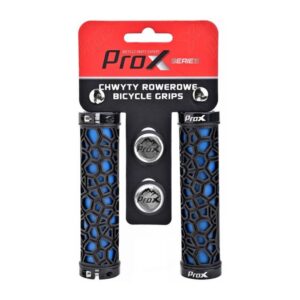 Chwyty rowerowe ProX GP-53 Lock-On niebiesko-czarne 130 mm skręcane