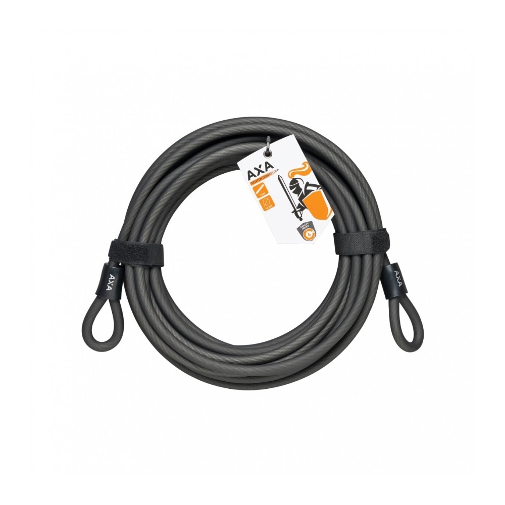 Linka zabezpieczająca AXA Double Loop 1000 cm x 10 mm z dwoma pętlami Stalowa Linka zabezpieczająca AXA Double Loop 1000 cm x 10 mm z dwoma pętlami Stalowa