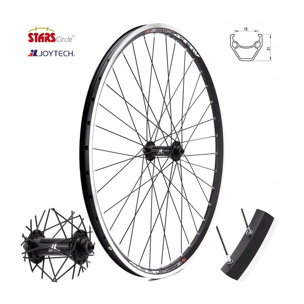 kolo-26-przod-vb-j19sz-jy753-bk Koło rowerowe 26" przód V-Brake (obręcz Stars Circle J19SZ czarna, piasta JY-753 na nakrętki)
