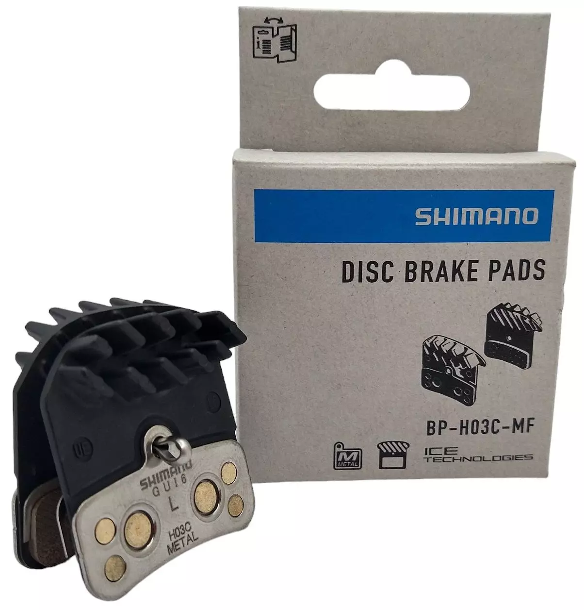 shimano_ibph03cmfa Klocki hamulcowe Shimano H03C-MF metaliczne z radiatorem Ice-Tech 4-tłoczkowe